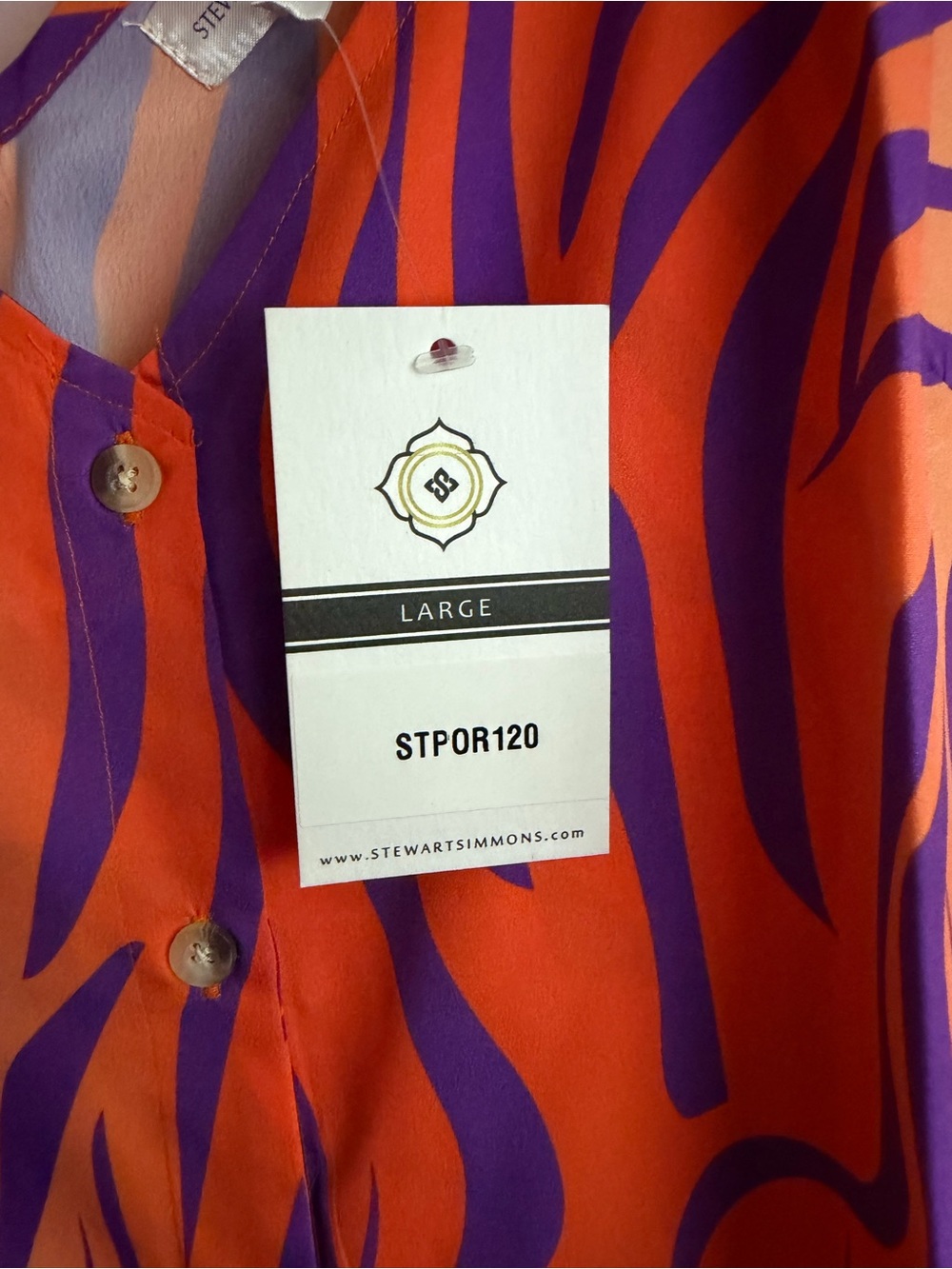 Stewart Simmons Clemson Game Day-Button Up Tie Front Cami-NWT-Size L - Picture 6 of 6